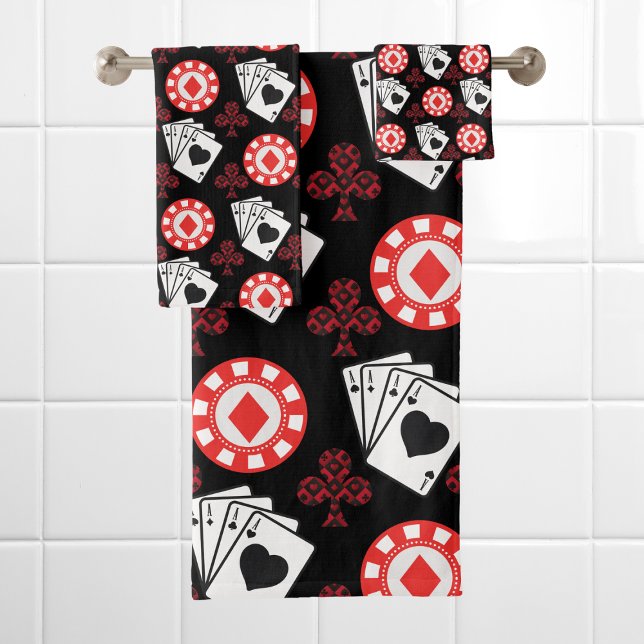 Motif de poker Aces Crosses Jouer Cartes Noir Roug (Créateur téléchargé)