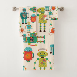 Motif de robots rétro colorés