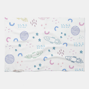 Motif de roquettes spatiales mignonnes   Serviette