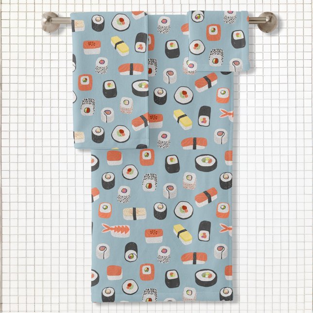 Motif de rouleaux Sushi Nigiri Maki (Japanese sushi fun food art towel set)