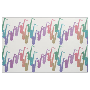 Motif de saxophones d'arc-en-ciel sur le tissu