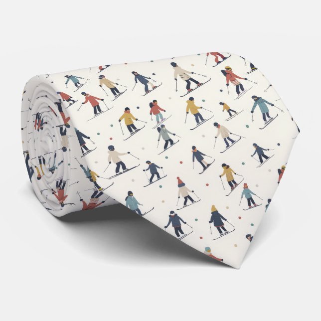 Motif de ski - Cravate de sports d'hiver (Roulé)
