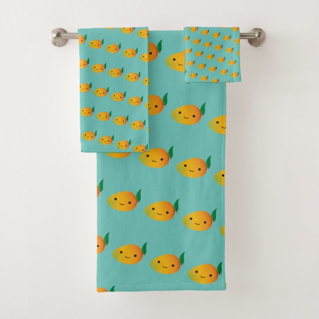 Motif de sourire mignon de mangue de Kawaii (En situation)