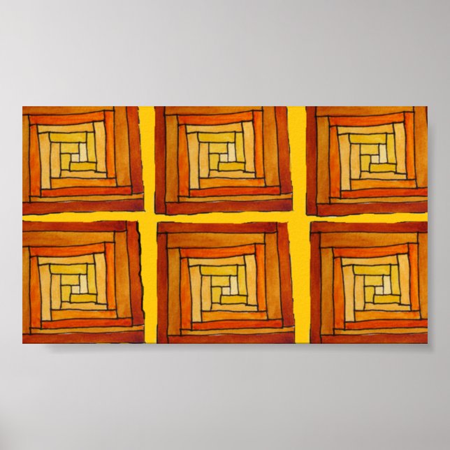 motif de style art déco jaune et marron (Devant)