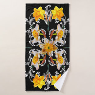 Motif de style baroque avec fleurs narcisse sur
