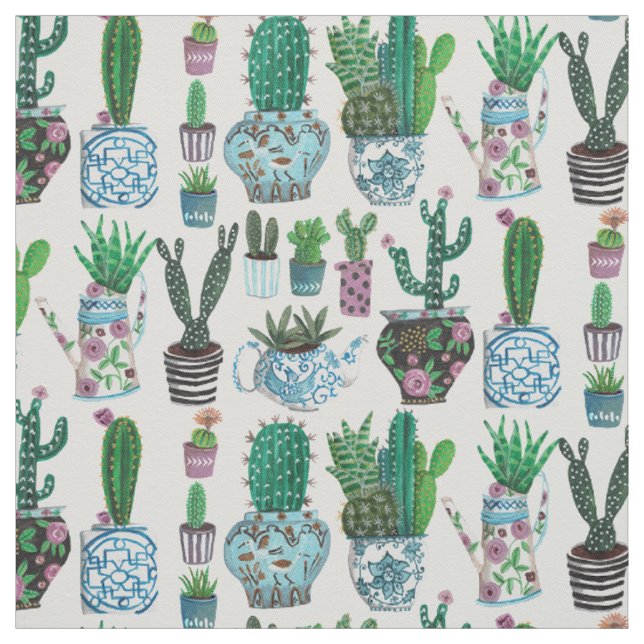 Motif de surface de succulentes de cactus | Tissu (Échantillon)