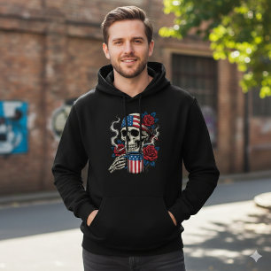 Motif de sweat à capuche Café Crâne et Roses Drape