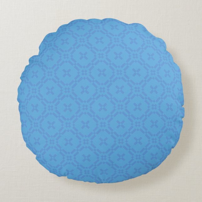 Motif de tapisserie galloise, Coussin rond bleu ch (Devant)