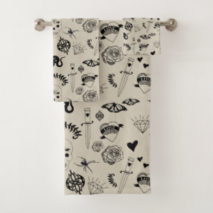 Motif de tatouage à main noir et beige