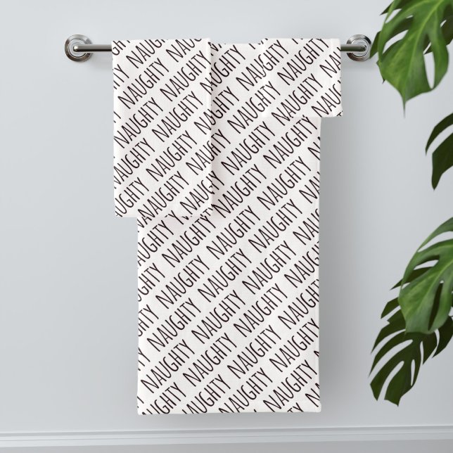 Motif de texte noir et blanc (Naughty towels for naughty people)