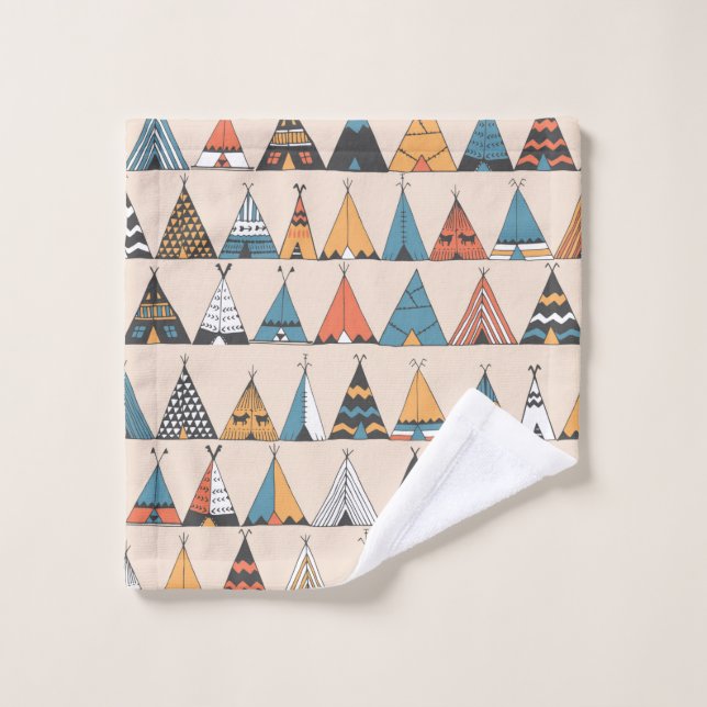 Motif de tipi. Tente d'été autochtone de Wigwam (Gant de toilette)