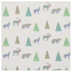 Motif de tissu de loup d'orignaux d'ours