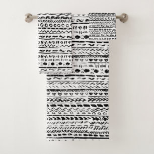 Motif de tissu ethnique tribal noir et blanc