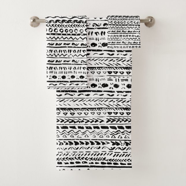 Motif de tissu ethnique tribal noir et blanc (En situation)