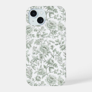 Motif de toile fleurie vert sauge vintage
