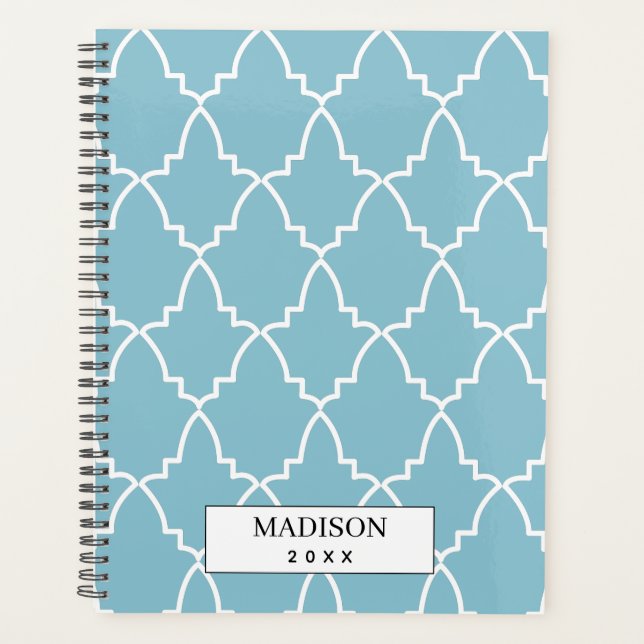 Motif de treillis marocain bleu clair personnalisé (Devant)