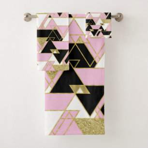 Motif de triangles de glace Boho Blanc Noir Rose