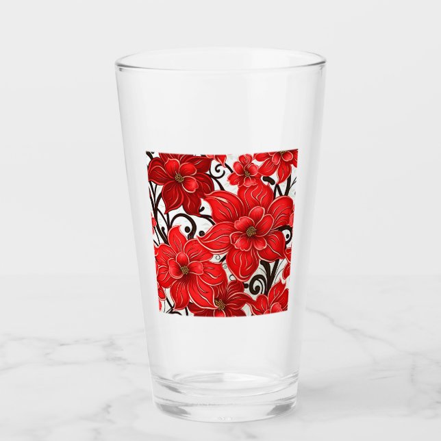 Motif de verre à fleurs rouges (Devant)