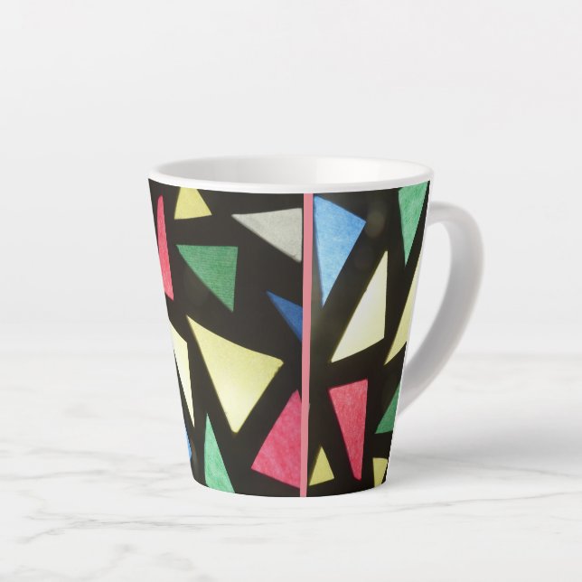 Motif de vitrail personnalisé Tasse Latte Rouge-Ro (Angle droit)