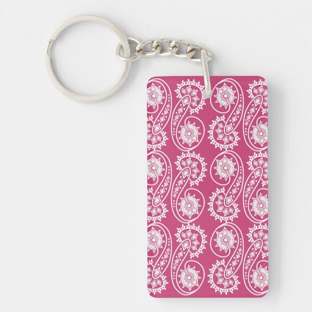Motif décoratif blanc de Paisley sur le rose (Devant)