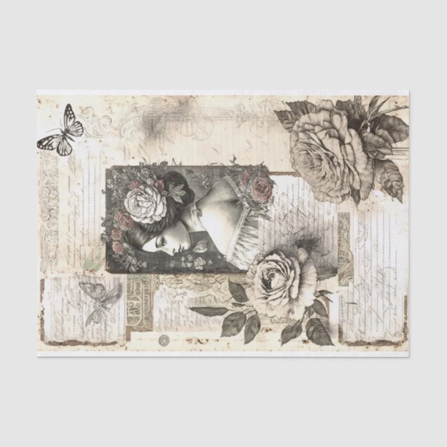 Motif Decoupage für Vintage weibliche Blume Seidenpapier (Vorderseite)