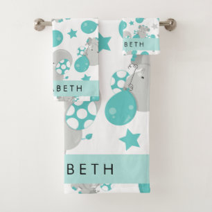 Motif D'Eléphants, Eléphants Mignons, Votre Nom