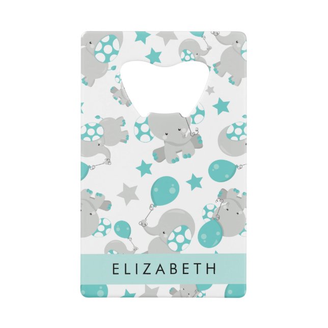 Motif D'Eléphants, Eléphants Mignons, Votre Nom (Devant)