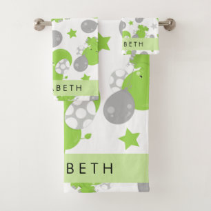 Motif Des Eléphants Verts, Étoiles, Votre Nom