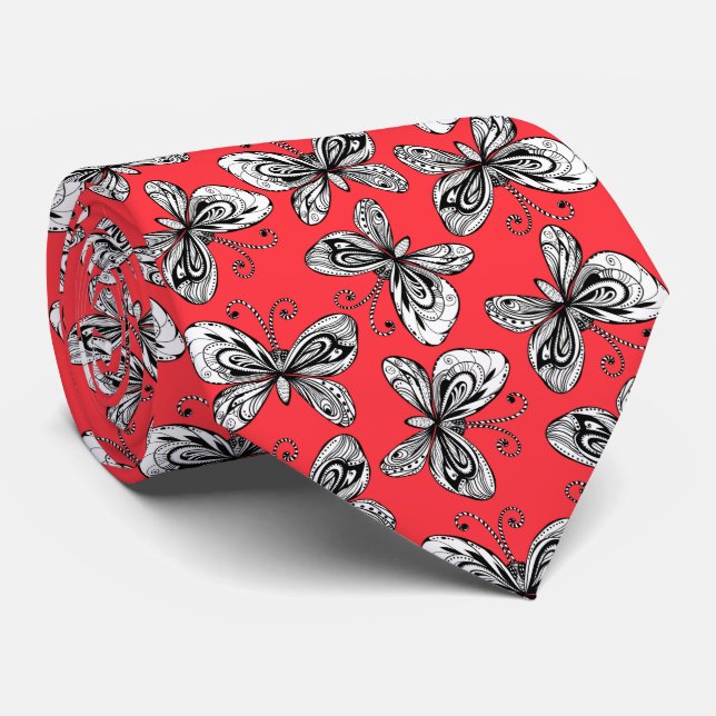 Motif des papillons Doodle cravate (Roulé)
