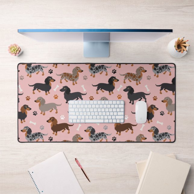 Motif des pattes et des os de Dachshund aux cheveu (Bureau 1)