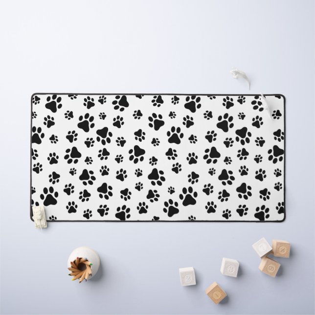 Motif des pattes, pattes de chien, noir et blanc (Tableau pour enfants)