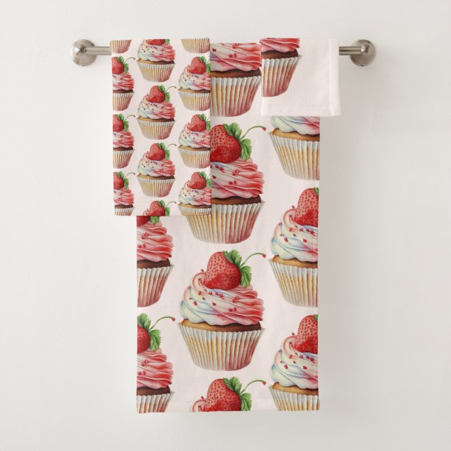 Motif dessert sucré fraise Cupcake (En situation)