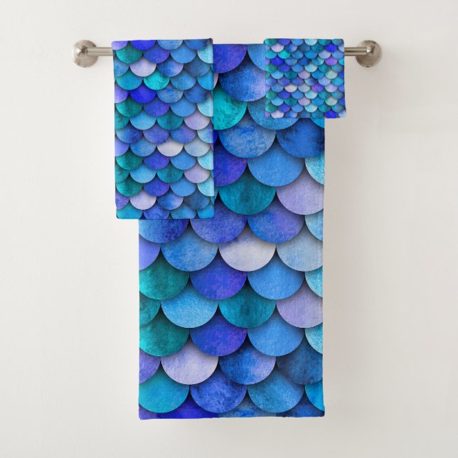 Motif d'été à l'échelle de sirène bleue et violett (En situation)