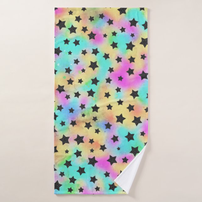 Motif d'étoile dans les couleurs des années 80 (Serviette de bain)