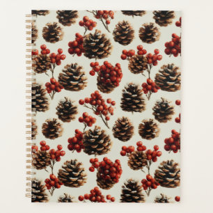 Motif d'hiver des pins et des baies rouges