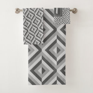 Motif diamant à trois tons gris monogramme
