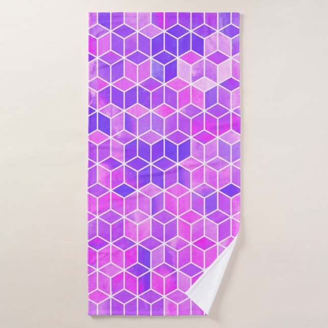 Motif d'illustration de l'hexagone aquarelle (Serviette de bain)