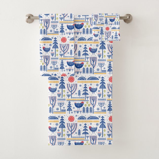 Motif d'oiseau d'hiver d'art populaire (En situation)