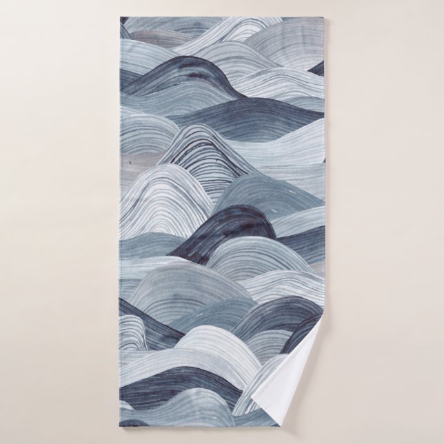 Motif d'onde aquarelle. Arrière - plan sans coutur (Serviette de bain)