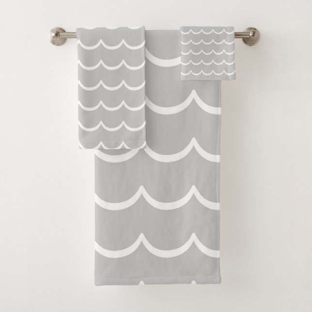 Motif d'onde côtière gris et blanc (En situation)