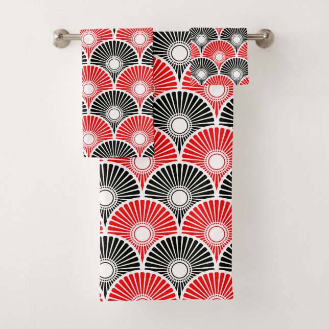 Motif d'onde demi-cercle rouge et noir (En situation)