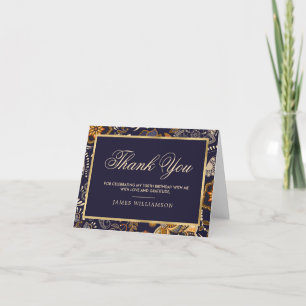 Motif d'or bleu foncé 100e anniversaire Merci