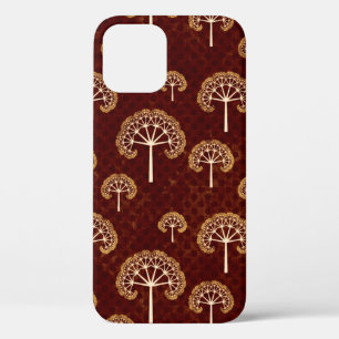 Motif d'or et d'arbres blancs sur Coque rouge-Mate