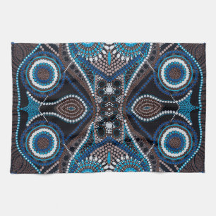Motif Dot Art sur la serviette de cuisine