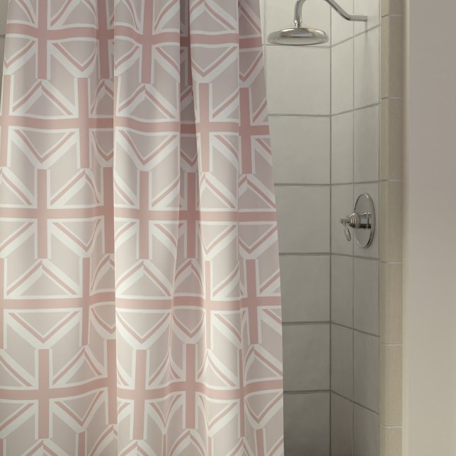 Motif Drapeau rose Union Jack Rideau de douche (A fun flag pattern shower curtain. Long Live Long Showers!)