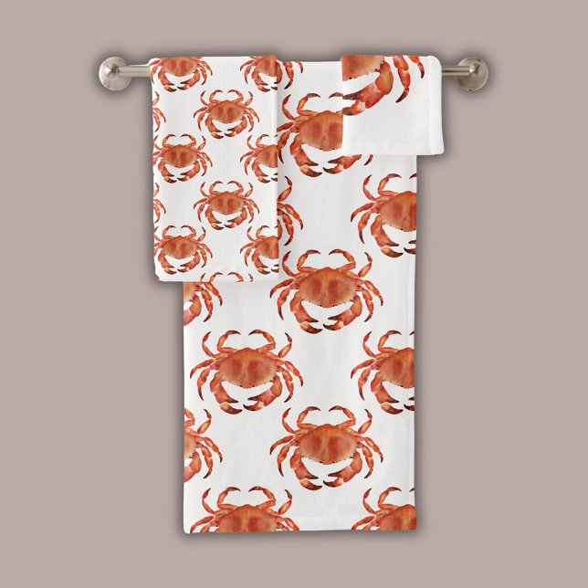 Motif du crabe côtier (Brown crab coastal chic crustacean bathroom towel set)