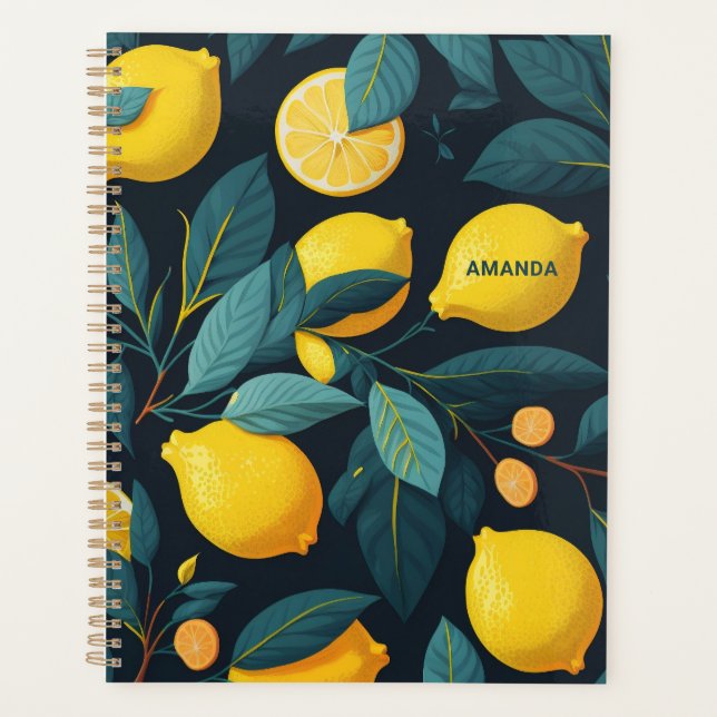 Motif du jardin de citron. Agrumes tropicaux jaune (Devant)