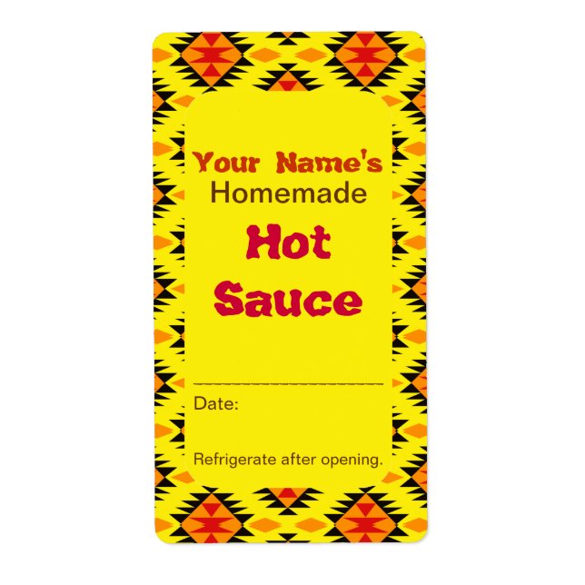 Motif du Sud-Ouest Étiquettes de sauce chaude pers (Devant)
