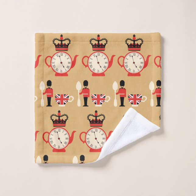 motif du thé anglais transparent (Gant de toilette)