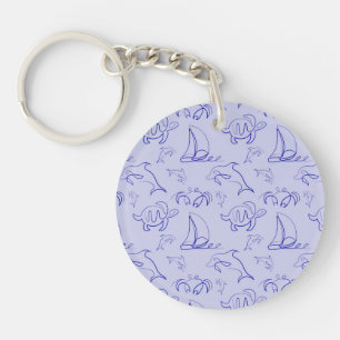 Motif d'une ligne d'animal marin et voilier